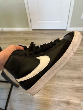 Nike Black Mid-Top Sneaker with White Swoosh